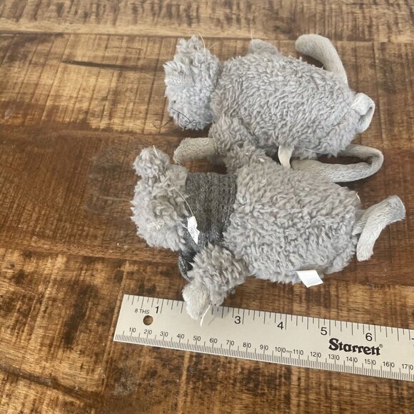 Gray CHRISTMAS Mouse Plush Ornament Set Of 2 Mice Soft Bean Bag Decoration - Picture 6 of 9